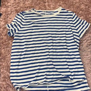 Blue and white tee shirt
